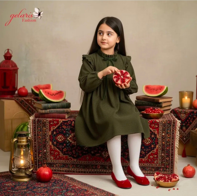 پیراهن مخمل کبریتی دخترانه