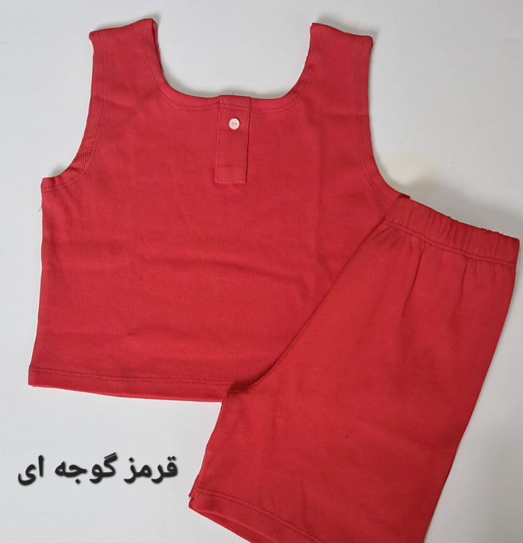 ست کراپ تاپ و شورتک کبریتی نرم و لطیف تابستانی مناسب پنج سال تا سیزده سال