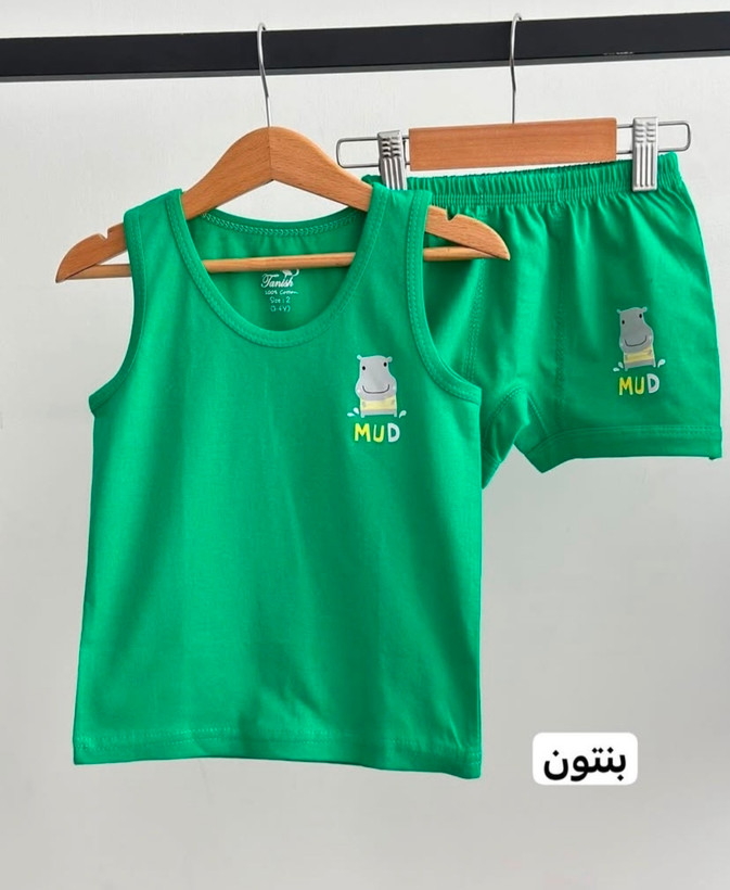 ست دو تیکه رکابی و شورت پسرونه جنس%100 نخی از تولیدی تانیش